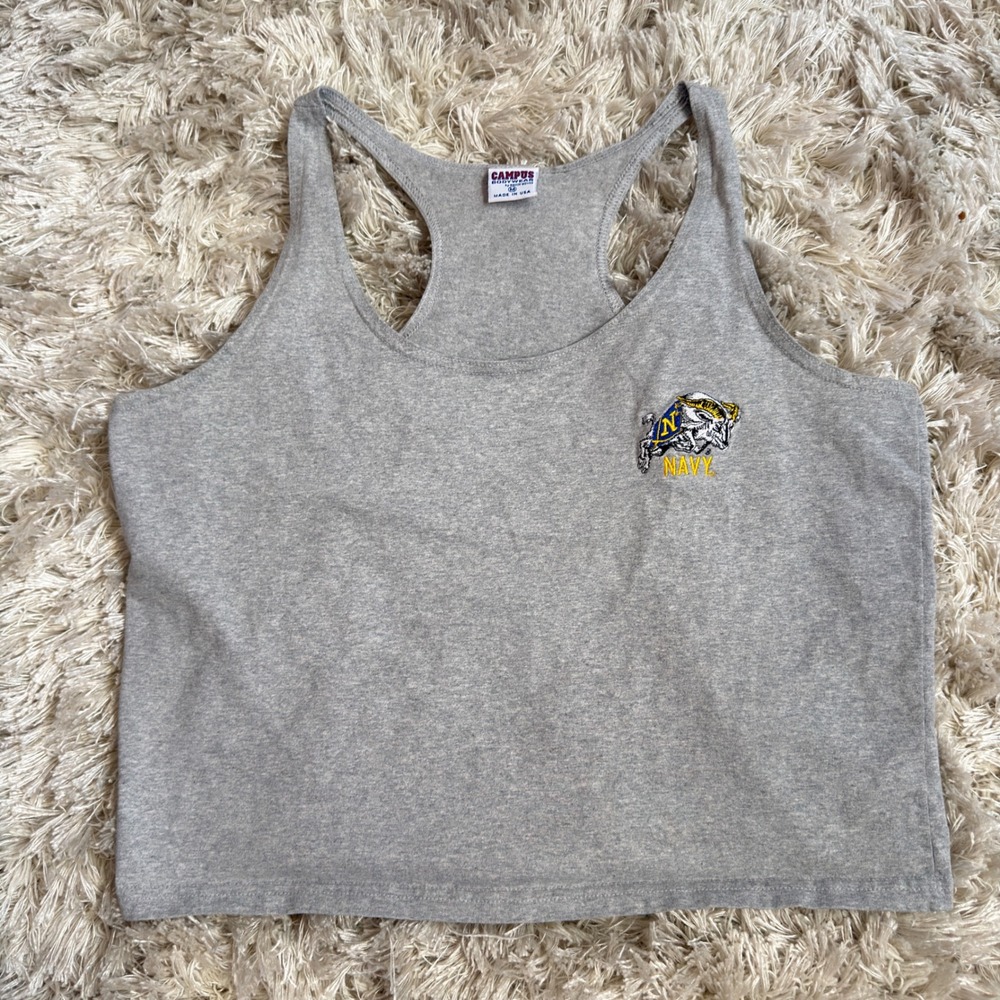 Navy Midshipmen Collegiate Racerback Tank Campus Bodywear Womens M Gray USA